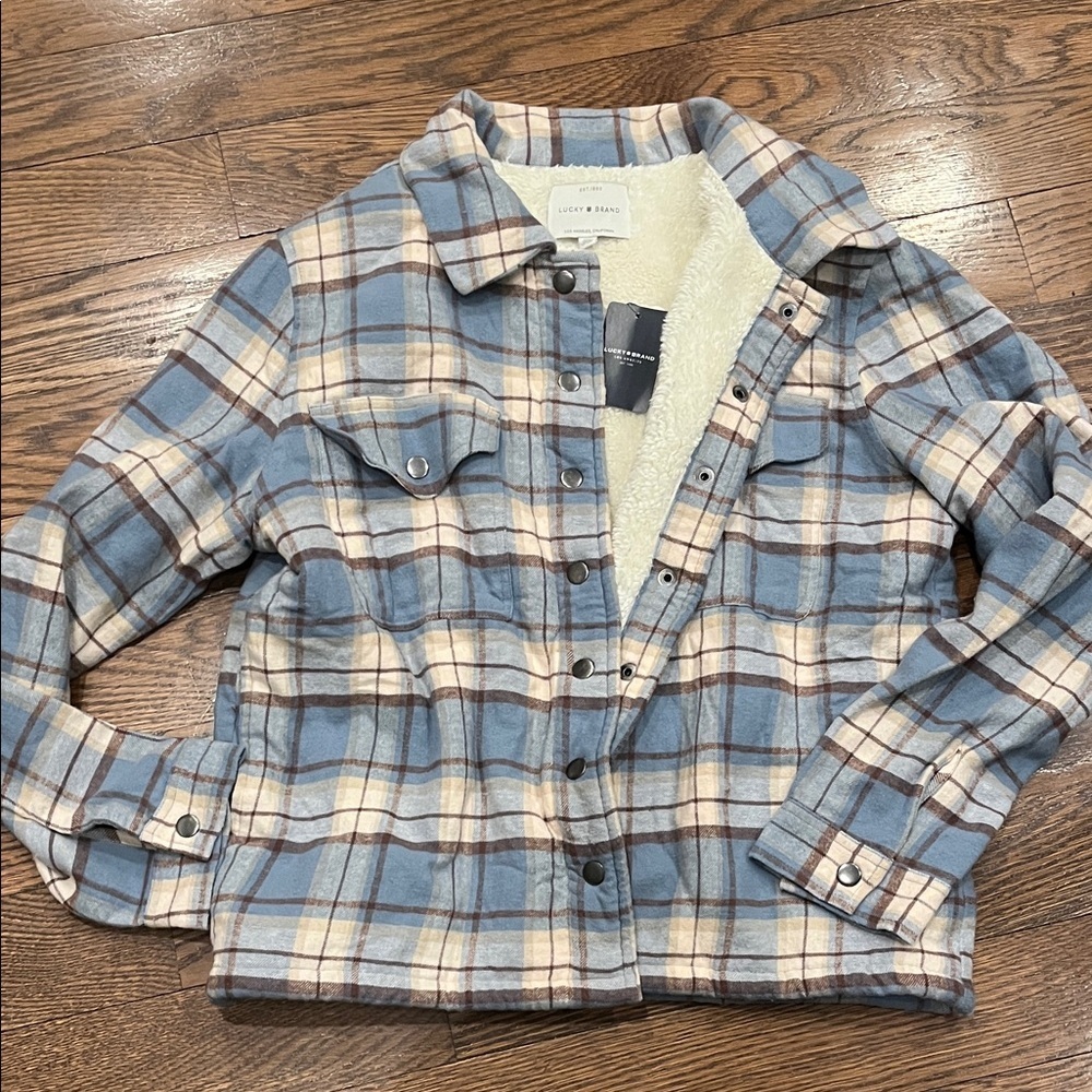 Lucky Brand Blue and Cream Checkered Jacket NWT